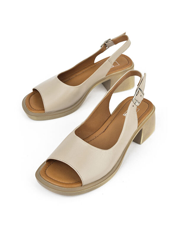 Kadın Hakiki Deri Topuklu Sandalet 151992Z8004 Buz - Görsel 6