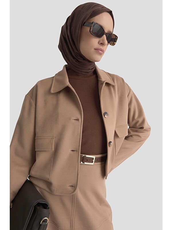 ARMİNE Ceketli Süet Takım 25Kd1703 Taba