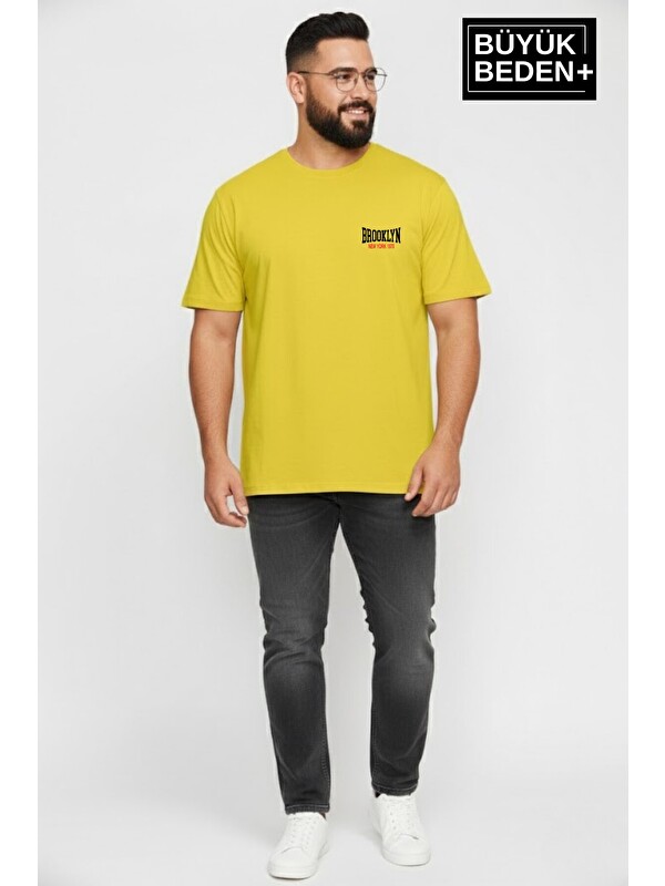 Süperlife Erkek Büyük Beden Brooklyn 1970 Baskılı 3xl-6xl Bisiklet Yaka Tshırt SPR26BTS510-03