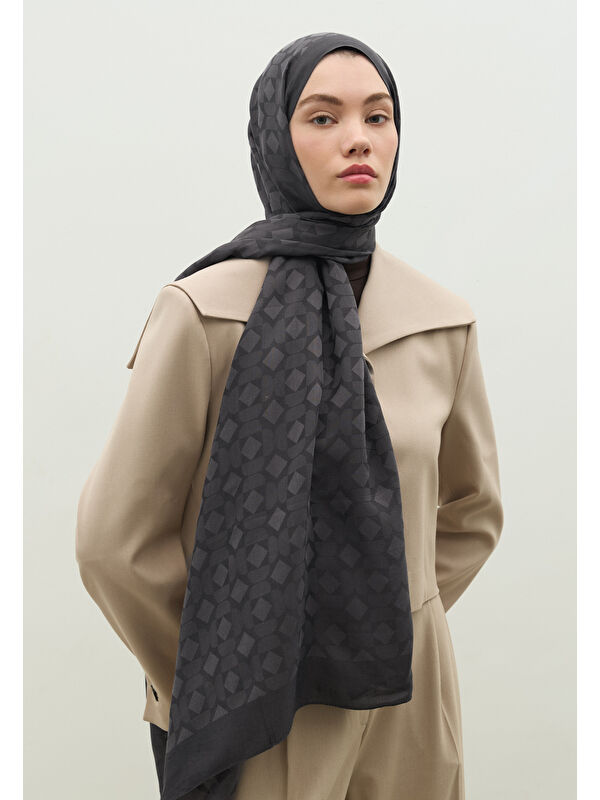 Fresh Scarfs OSLO PAMUK FLOŞ JAKARLI ŞAL FÜME
