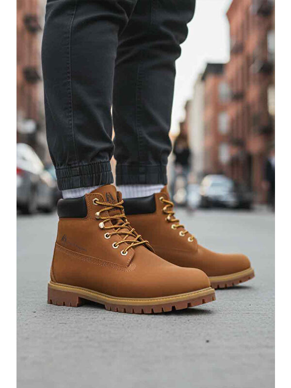 Ayakmod Kahverengi Ayakmod Nubuk Hakiki Deri Kaymaz Erkek Bot 725812 Helppo M