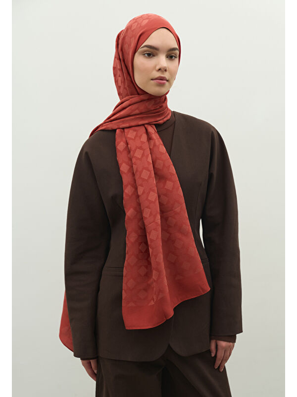Fresh Scarfs OSLO PAMUK FLOŞ JAKARLI ŞAL SOFT KIRMIZI