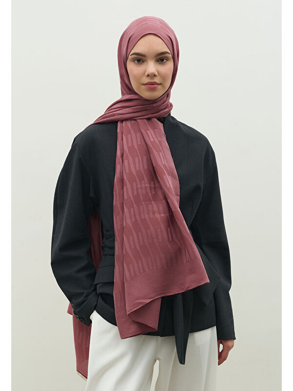 Fresh Scarfs NARA PAMUK FLOŞ JAKARLI ŞAL GÜLKURUSU