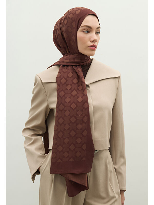 Fresh Scarfs OSLO PAMUK FLOŞ JAKARLI ŞAL AĞAÇ KABUĞU
