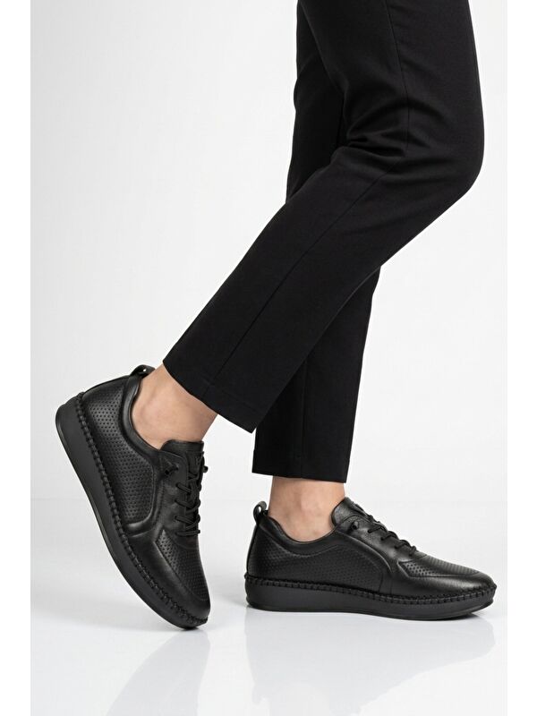 Voyager Siyah Voyager Hakiki Deri Anatomik Kadın Casual Ayakkabı Z094 Z