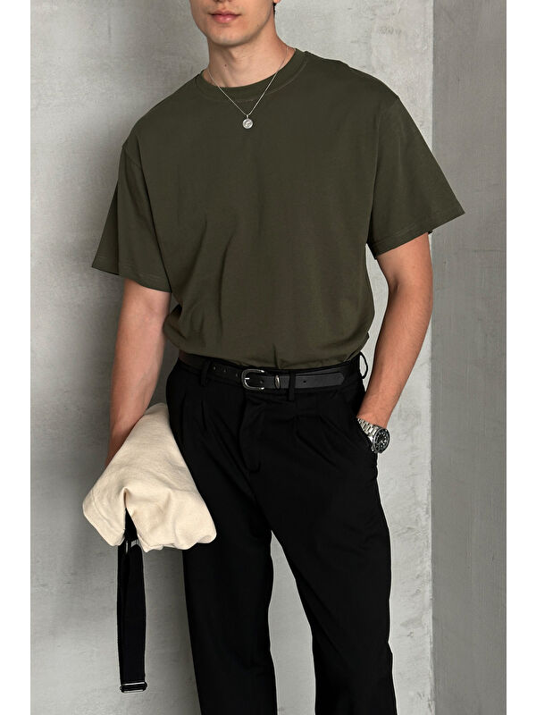 HYMAN Erkek %100 Pamuk Oversize Basic T-shirt