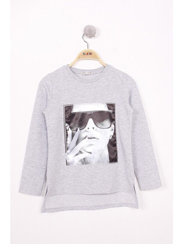 Toontoykids Kız Çocuk Gözlüklü Kız Baskılı Sweatshirt