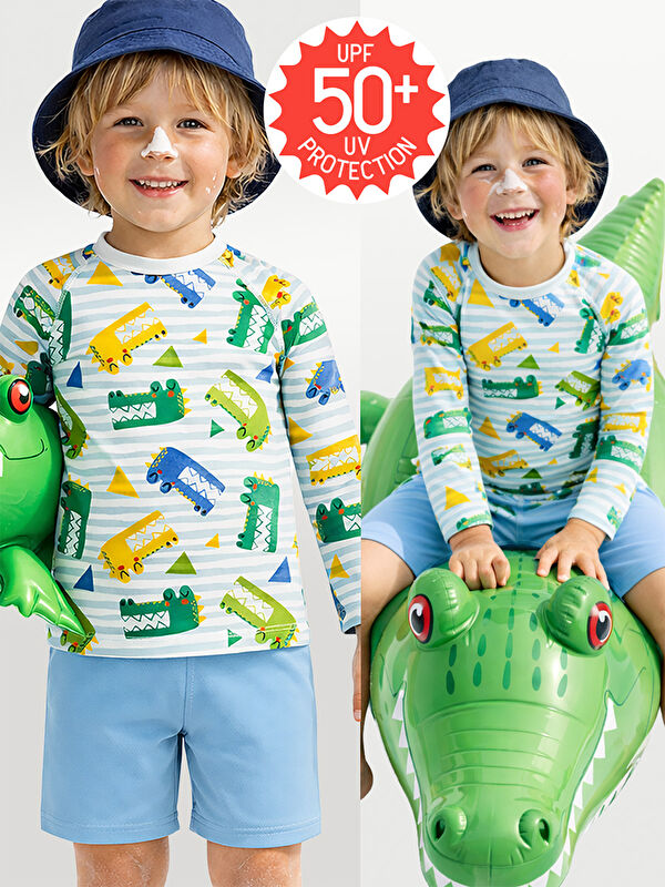 Denokids UV Korumalı Timsah Erkek Çocuk Mayo T-shirt
