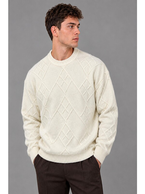 Stilkombin Çapraz Desen Oversize Kışlık Kazak DP 17567_10066