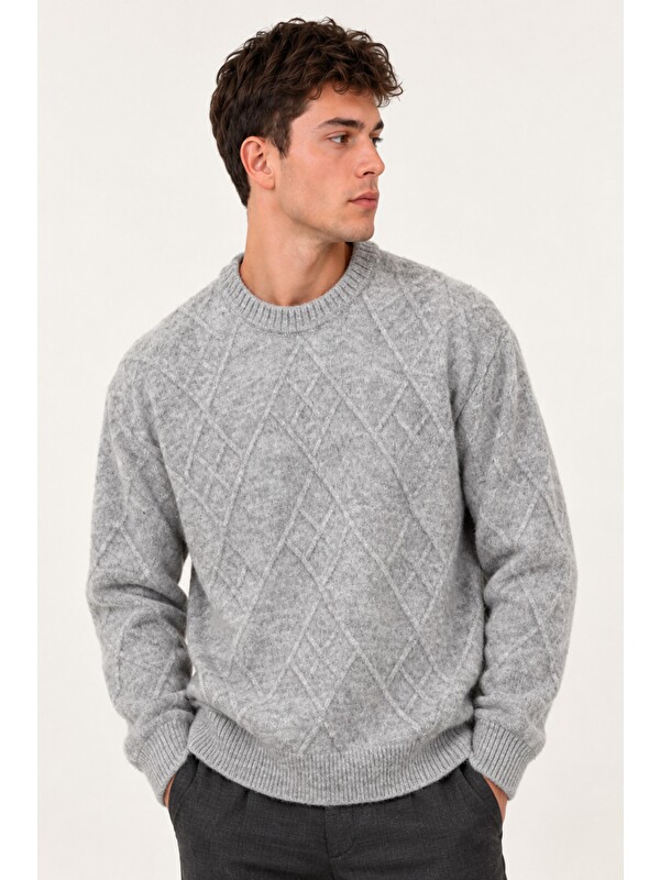 Stilkombin Çapraz Desen Oversize Kışlık Kazak DP 17567_10066