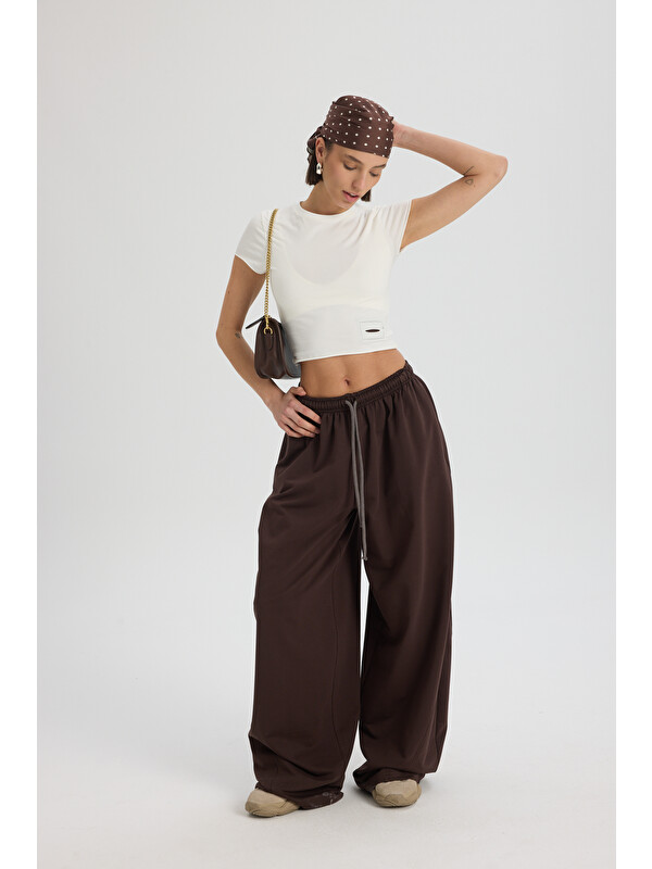 Mai Collection Scarlet Kahve Crop Eşofman Takım