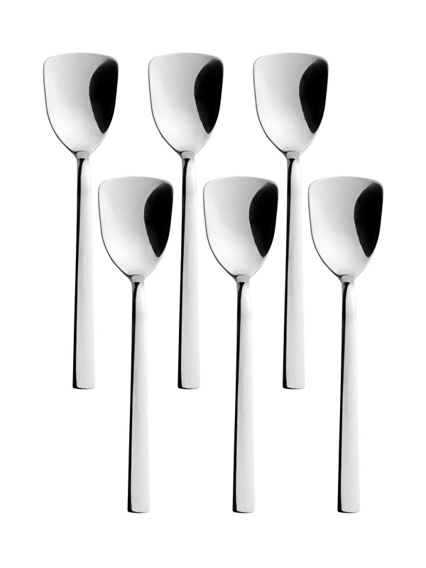 Kitchen Design Lab Lüks Paslanmaz Çelik 6'lı Dondurma, Tatlı, Helva Kaşığı, Gümüş Renk 6 Adet