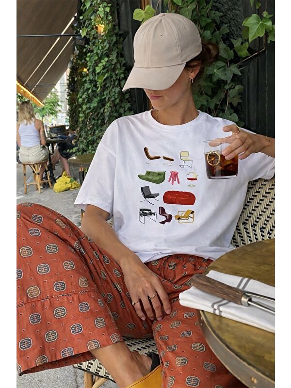 Monila Kadın Premium Kumaş Baskılı Oversize T-Shirt