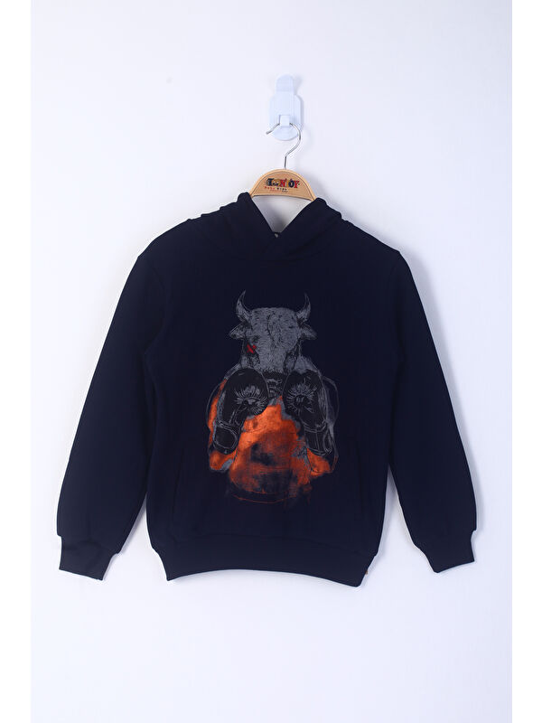 Toontoykids Erkek Çocuk Boks Eldivenli Boğa Baskılı Sweatshirt