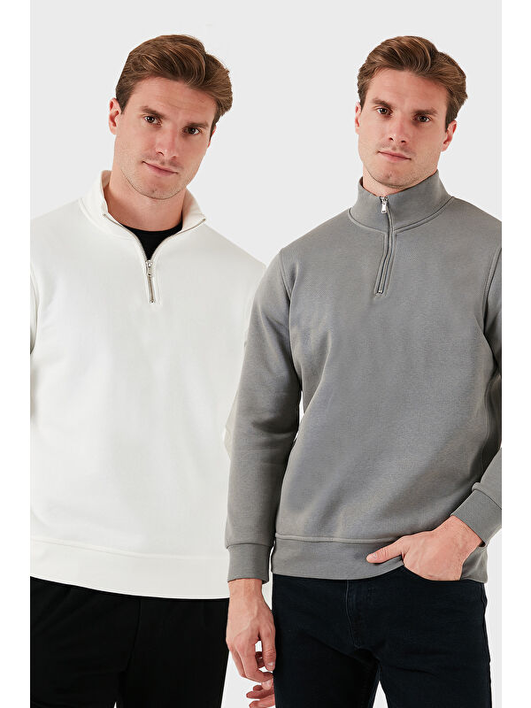 Buratti Pamuklu Regular Fit Dik Yaka 2'li Paket Sweat 59052592S2