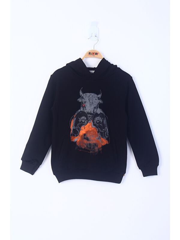 Toontoykids Erkek Çocuk Boks Eldivenli Boğa Baskılı Sweatshirt