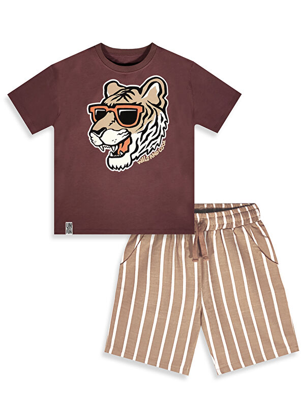 Denokids Cool Tiger Erkek Çocuk T-shirt Şort Takım