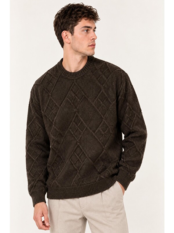 Stilkombin Çapraz Desen Oversize Kışlık Kazak DP 17567_10066