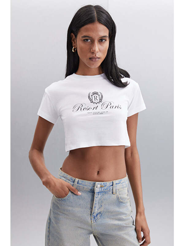 ETHIQUET MORAN Kadın %100 Pamuk BEYAZ-SİYAH T-Shirt