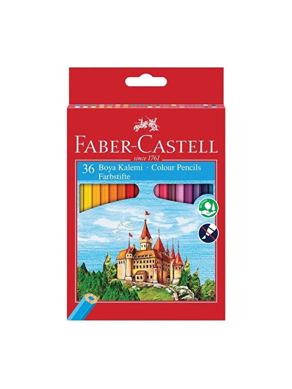 Faber-Castell 36 Renk Boya Kalemi,Canlı ve Parlak Renkler,Kırılmaya Dayanıklı Uçlar,Ergonomik Tasarım, Karton Kutu