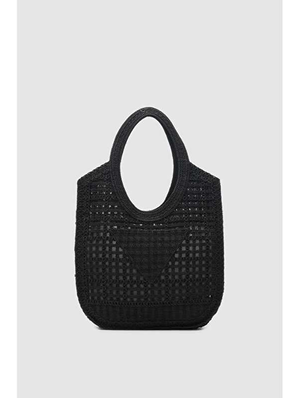 Shulebags Vicolo Handmade Makrome Tote Çanta Siyah