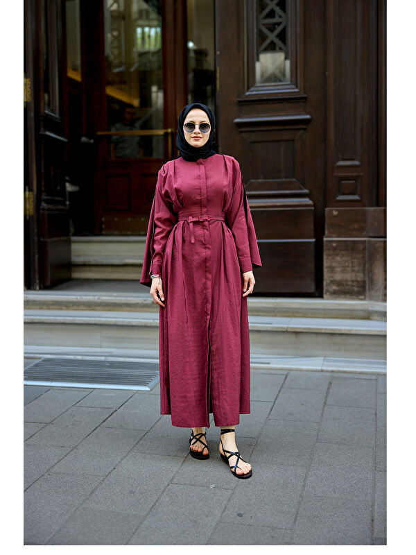 Locco Moda Kadın Pelerinli Elbise Bordo