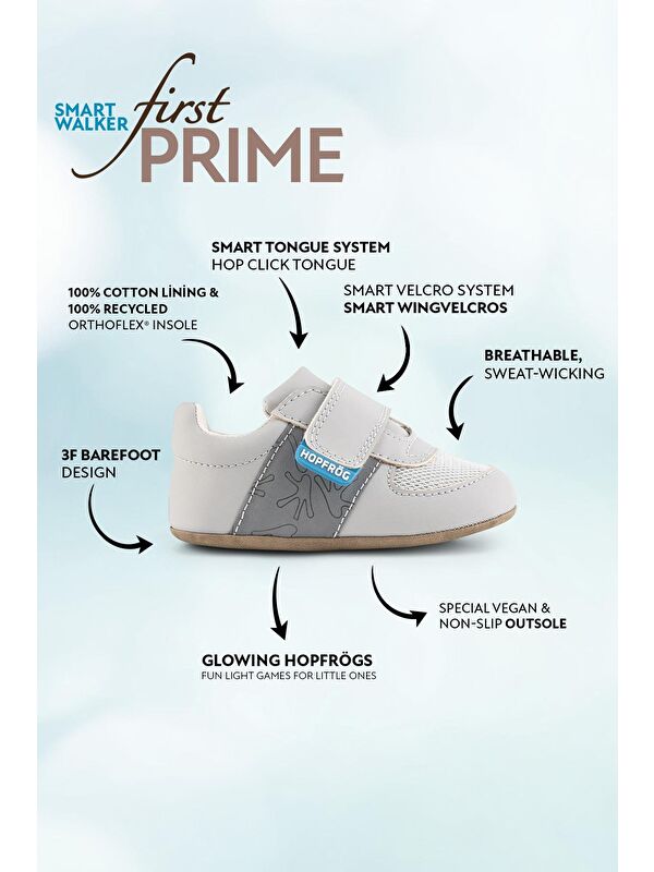 Smart Walker First Prime Super Mat Havalı Gri Barefoot İlk Adım Bebek Ayakkabı - Görsel 3