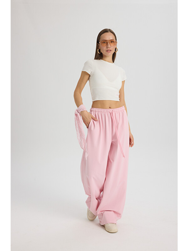 Mai Collection Scarlet Pembe Crop Eşofman Takım
