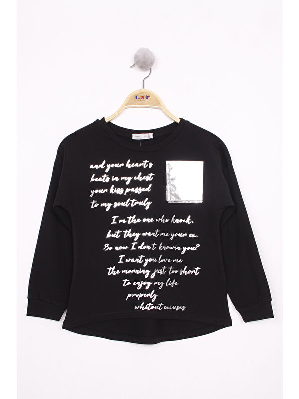 Toontoykids Kız Çocuk Varaklı Cep Baskılı T-Shirt