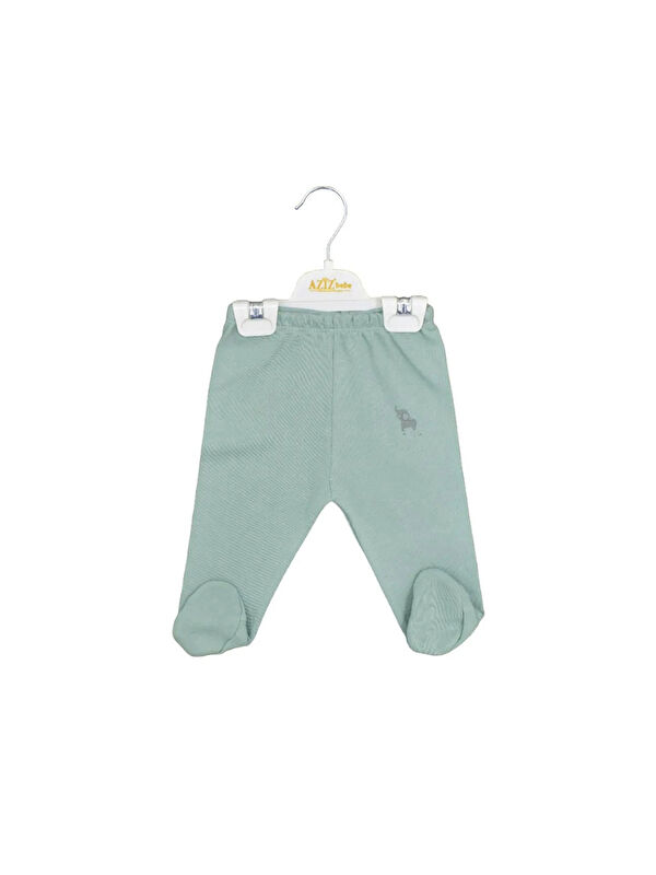 AZİZ BEBE Unisex Fil Desenli Beli Lastikli Patikli Bebek Pantolonu 0 Ay - 12 Ay