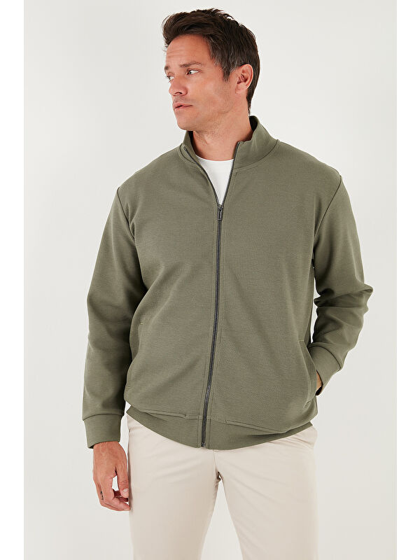 Buratti Pamuklu Regular Fit Dik Yaka Fermuarlı Sweatshirt Hırka 5901077