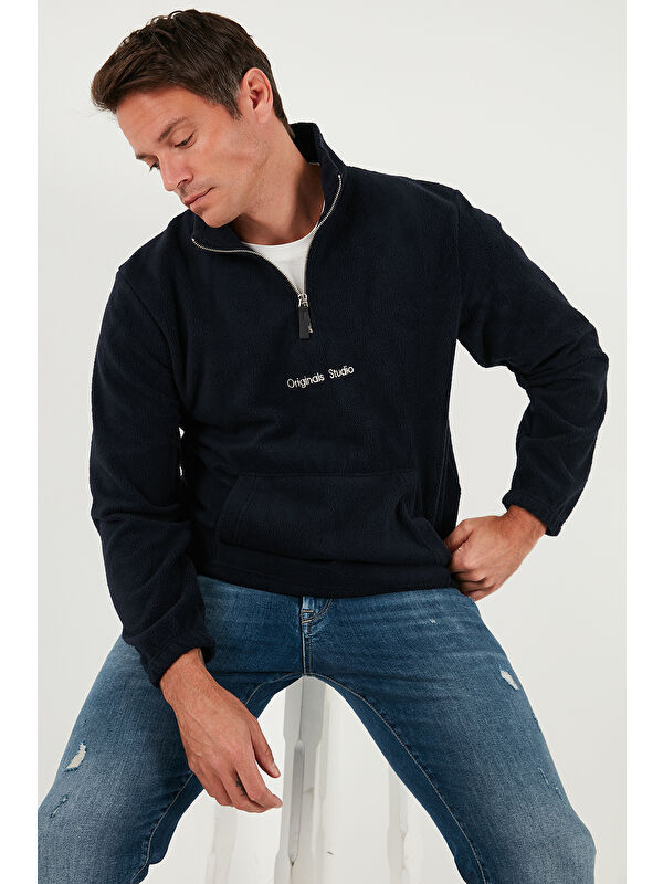Buratti Regular Fit Yarım Fermuarlı Dik Yaka Yumuşak Dokulu Sweat 59060661