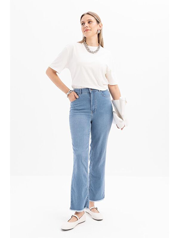 ALLDAY Açık Mavi-Likralı Geniş Paça Denim Pantolon