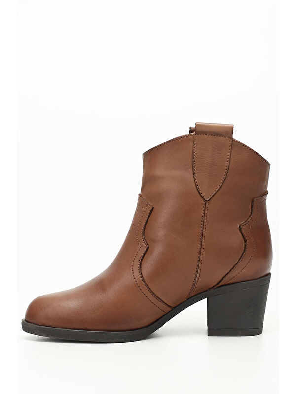 Kadın TABA Kalın Topuklu Hakiki Deri Kovboy Bot - Görsel 4