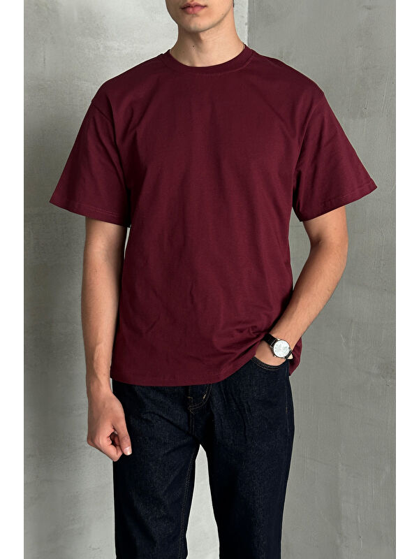 HYMAN Erkek %100 Pamuk Oversize Basic T-shirt