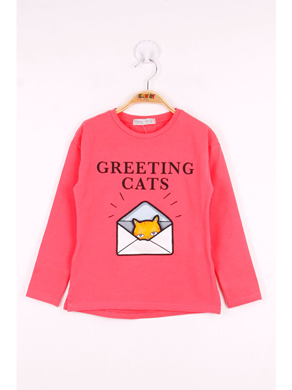 Toontoykids Kız Çocuk Kedi Baskılı T-Shirt