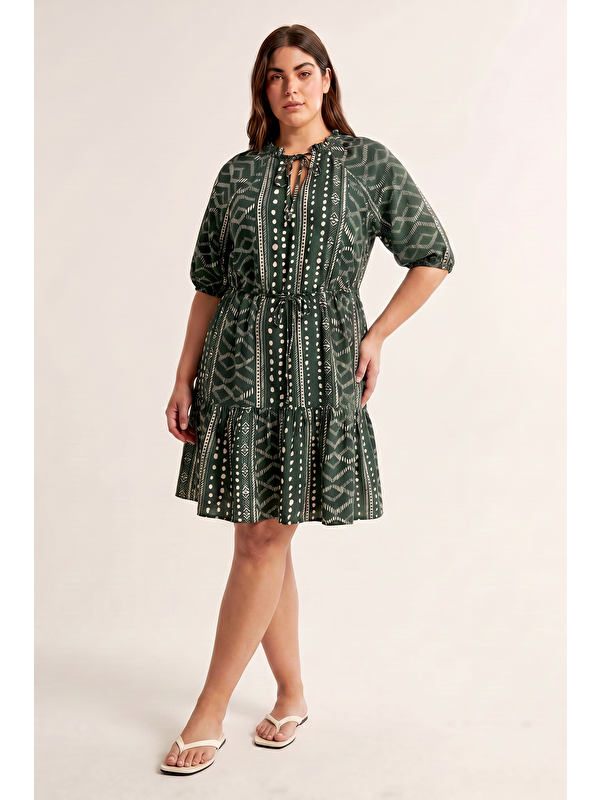 Mylinemoda Rahat Kesim Büzgülü Bel Yazlık Elbise