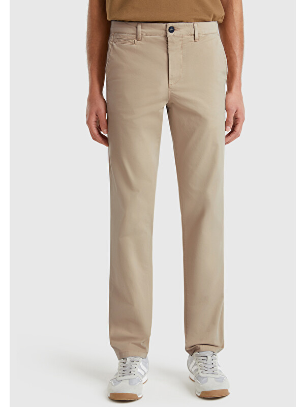 United Colors Of Benetton Erkek Bej Slim Fit Chino Pantolon