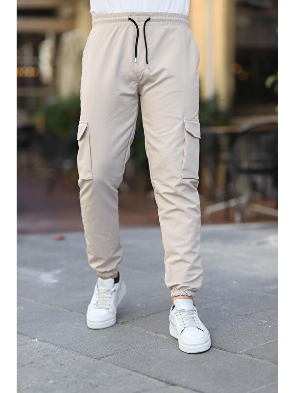 Comstar Erkek Paraşüt Kumaş Tarz Cepli Paça Ve Bel Lastikli Jogger Spor Pantolon
