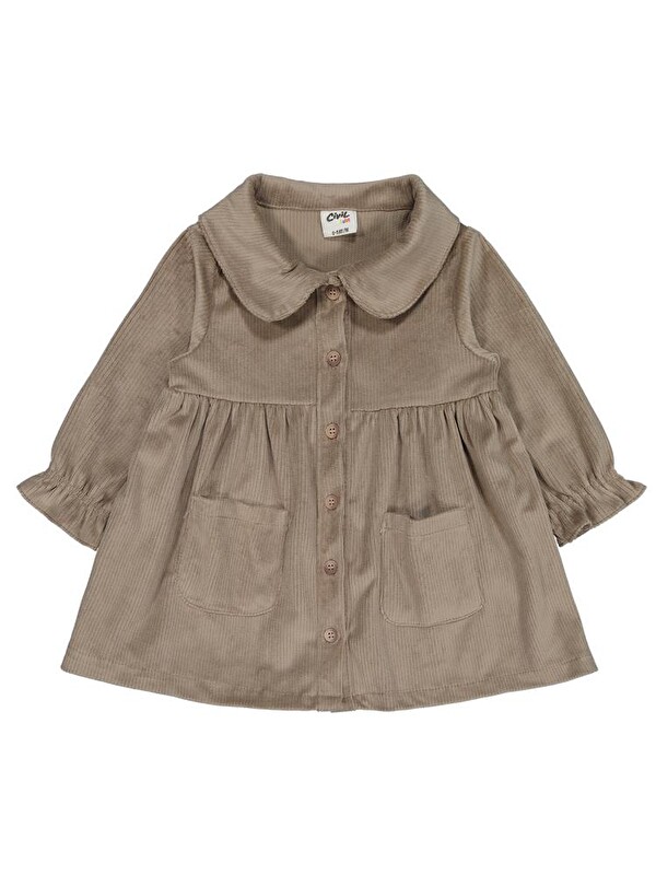 Civil Baby Düğme ve Cepli 6-18 Ay Elbise - Bej 6-9 Ay