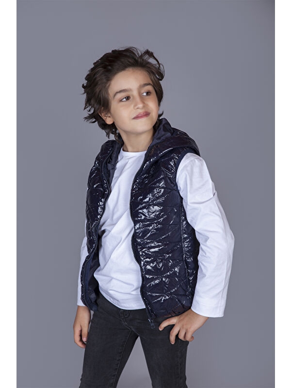 Toontoykids Erkek Çocuk Kapüşonlu Parlak Yelek