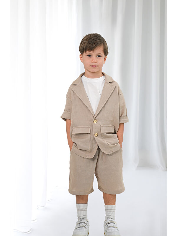 Catz Kids Vizon Müslin Ceket Şort Takım