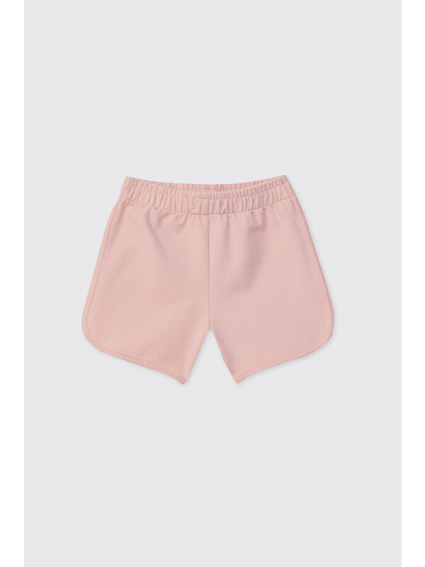 Panço Kız Bebek Beli Lastikli Açık Pembe Örme Şort