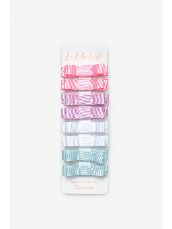 Le Mabelle Çok Renkli Soft 8'li Mini Kurdele Fiyonk Kız Çocuk Toka Set