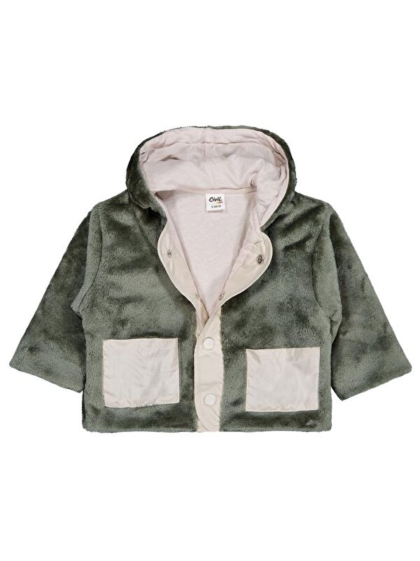 Civil Baby Kapüşonlu 6-18 Ay Hırka - Haki 9-12 Ay