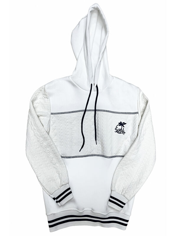 Modanino Kız Çocuk 3 İplik Kapüşonlu Desen Garni Detaylı Sweatshirt 12333