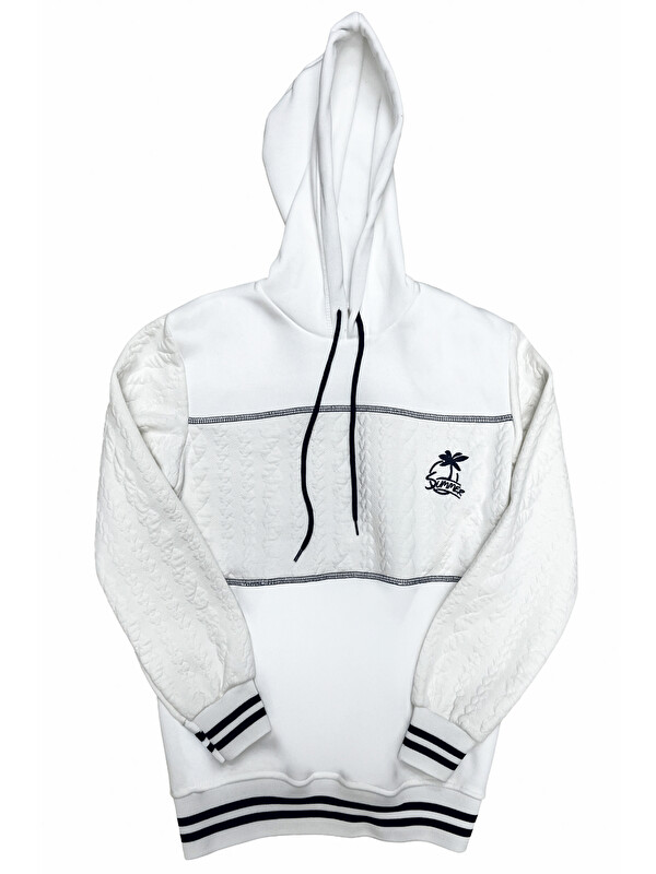 Modanino Erkek Çocuk 3 İplik Garni Örme Desenli Kapüşonlu Sweatshirt 12334