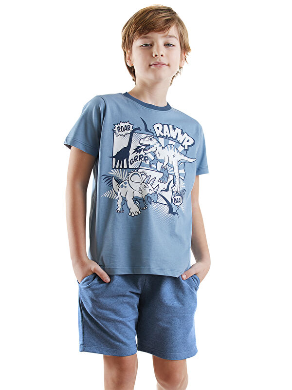 Denokids Dinolar Erkek Çocuk Tişört Şort Takım