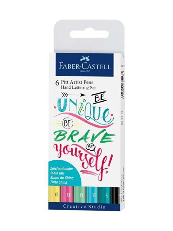 Faber-Castell Pitt Artist Pen Fırça Uçlu El Yazısı Seti 6'lı, Suya Dayanıklı