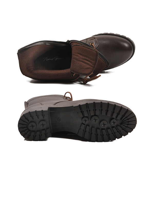 Ayakmod Kahverengi Ayakmod Hakiki Deri Bağcıklı Kadın Bot 2680-1 Z